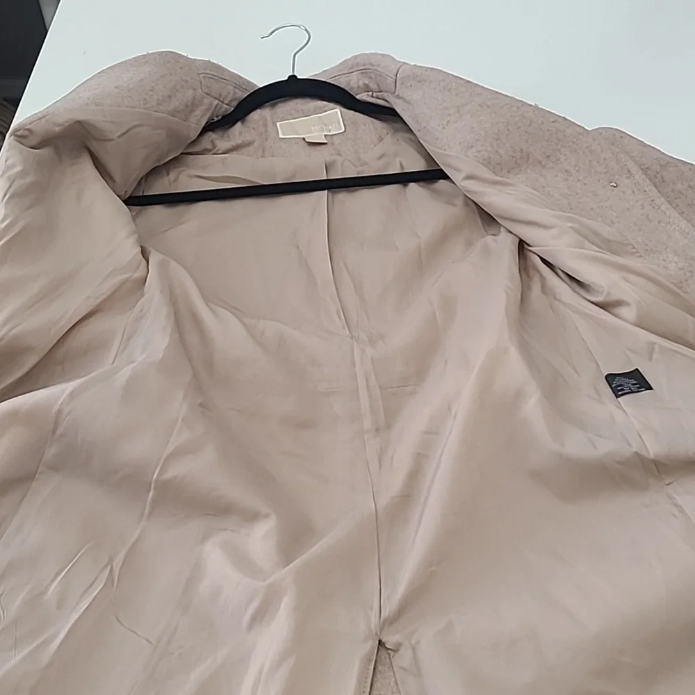 Michael Kors Women Coat XS Tan Gold‎ Buttons Wool Blend Pea Coat Blazer Jacket